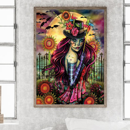 Masked Woman Holding A Windmill - Full Round Drill Diamond Painting 30*40CM