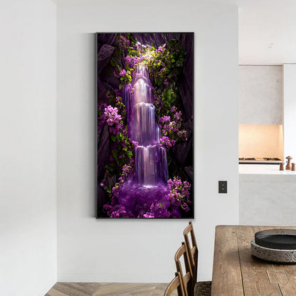 Purple Mountain Waterfall - Full Square Drill Diamond Painting 40*70CM