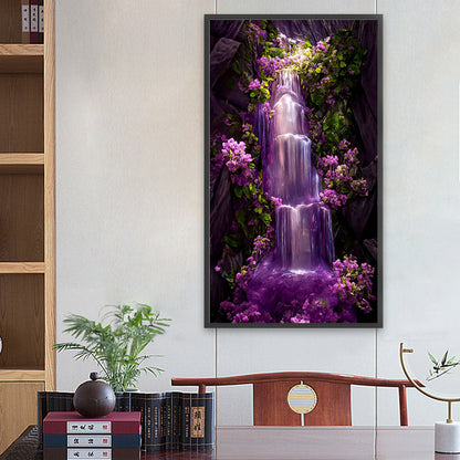 Purple Mountain Waterfall - Full Square Drill Diamond Painting 40*70CM