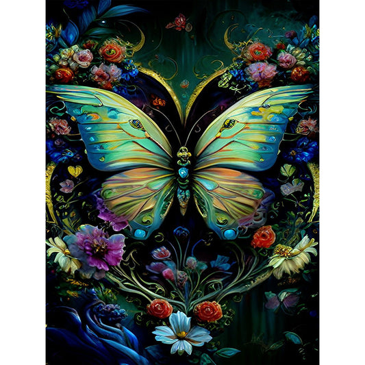 Flowers And Butterflies - Full Round Drill Diamond Painting 30*40CM