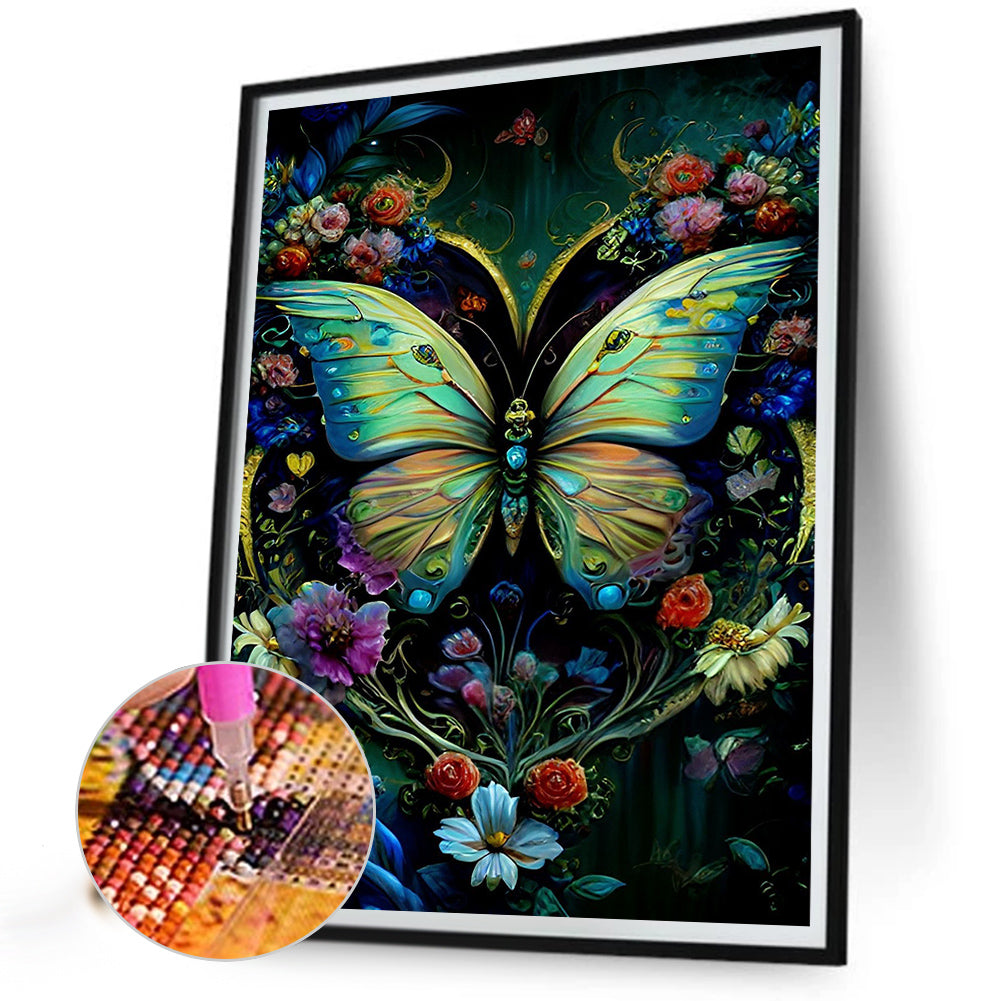 Flowers And Butterflies - Full Round Drill Diamond Painting 30*40CM
