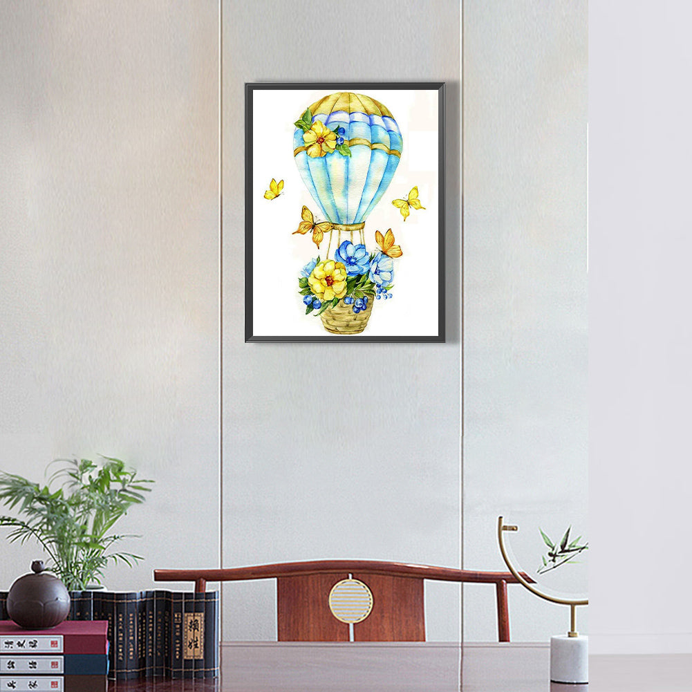 Flowers And Hot Air Balloons - Full Round Drill Diamond Painting 30*40CM