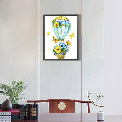 Flowers And Hot Air Balloons - Full Round Drill Diamond Painting 30*40CM