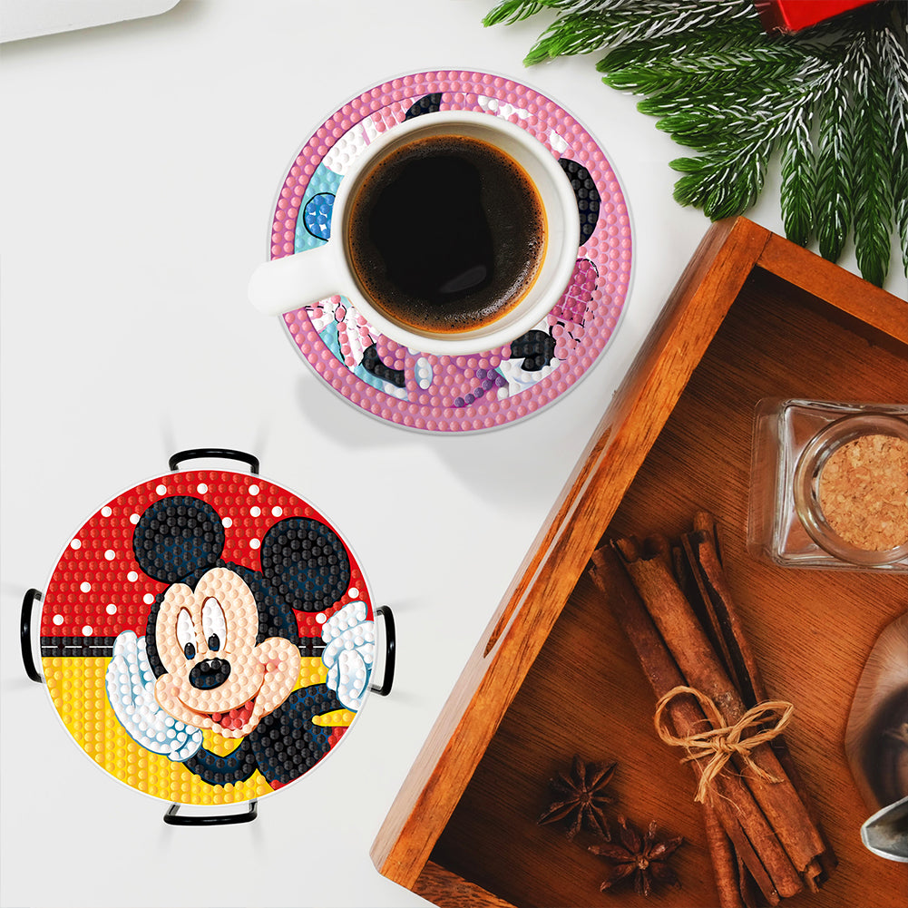 6pcs Anti Slip Coasters Stackable DIY Creative Mickey Mouse for Table Home Decor