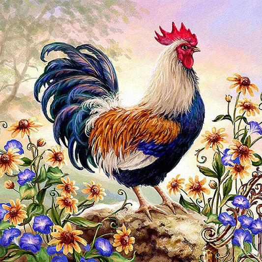 Rooster Flower Series - Full Square Drill Diamond Painting 50*50CM