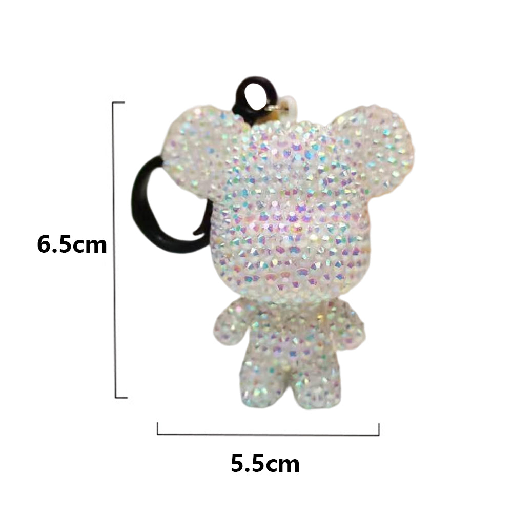 DIY Diamond Art Keychains 2.17x2.56Inch Cartoon Bear Gem Keychains for Women Bag