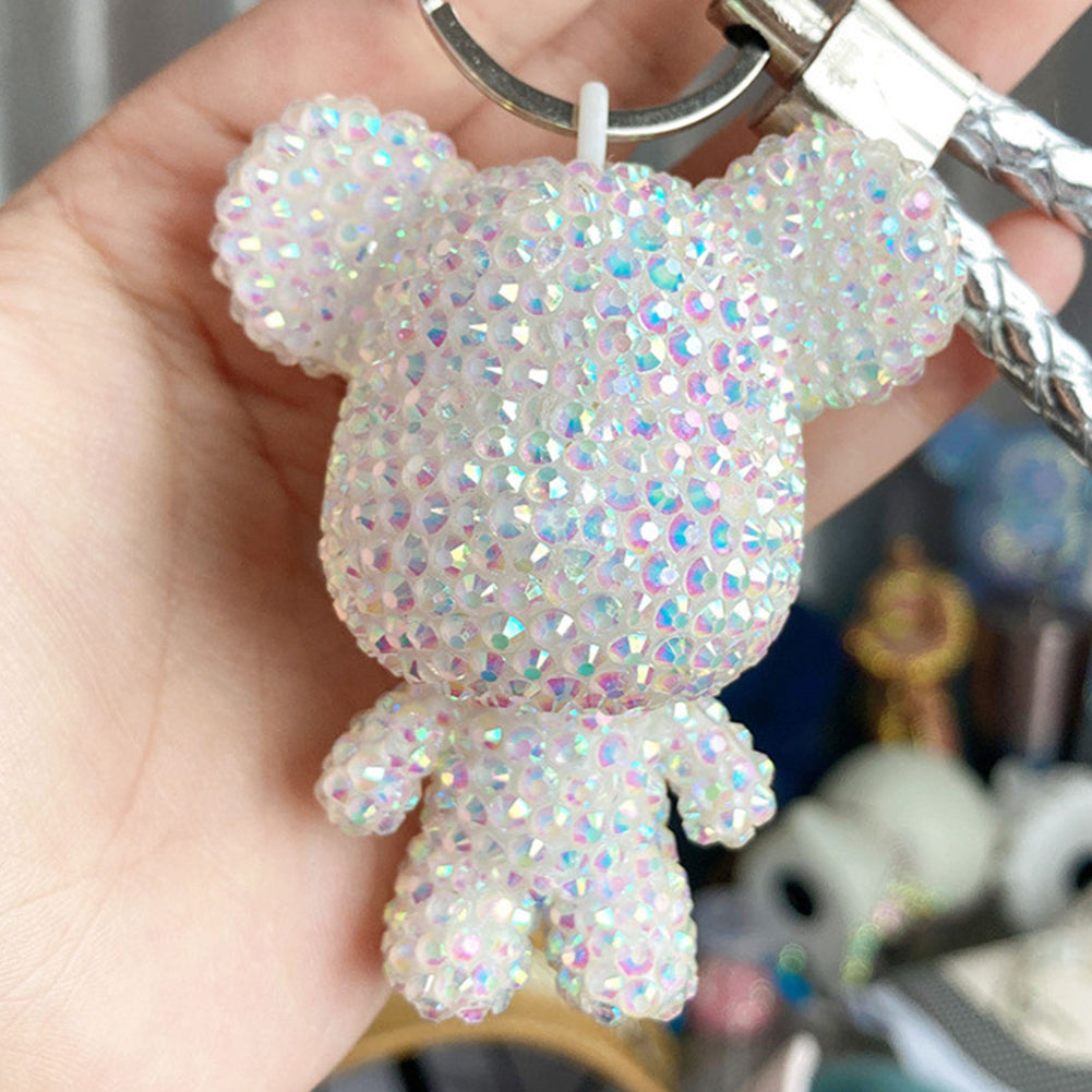 DIY Diamond Art Keychains 2.17x2.56Inch Cartoon Bear Gem Keychains for Women Bag