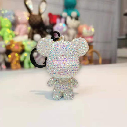 DIY Diamond Art Keychains 2.17x2.56Inch Cartoon Bear Gem Keychains for Women Bag