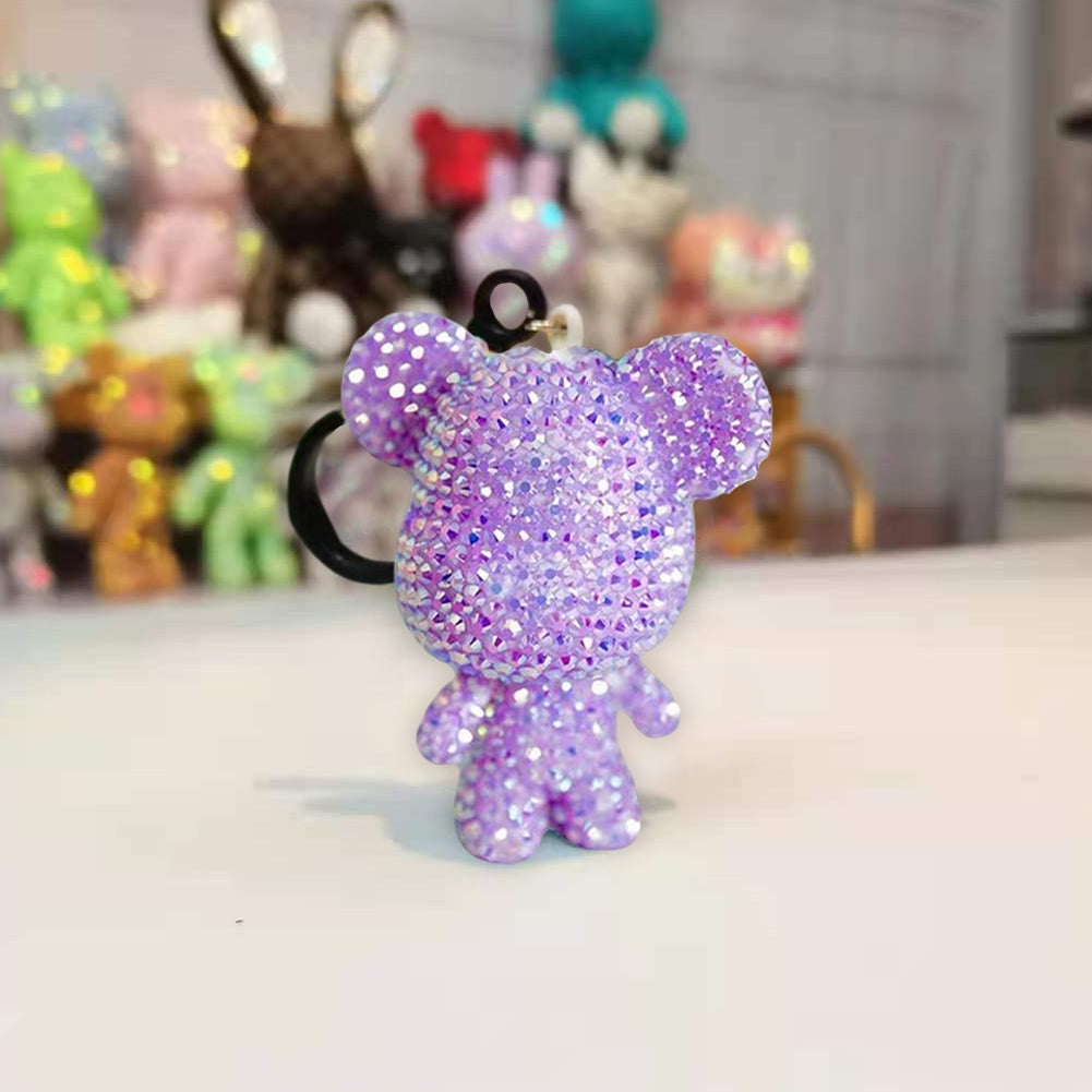 DIY Diamond Art Keychains 2.17x2.56Inch Cartoon Bear Gem Keychains for Women Bag