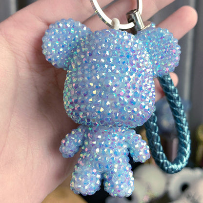 DIY Diamond Art Keychains 2.17x2.56Inch Cartoon Bear Gem Keychains for Women Bag