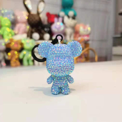 DIY Diamond Art Keychains 2.17x2.56Inch Cartoon Bear Gem Keychains for Women Bag