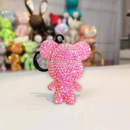 DIY Diamond Art Keychains 2.17x2.56Inch Cartoon Bear Gem Keychains for Women Bag