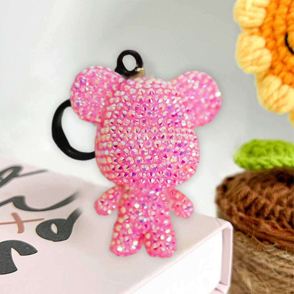 DIY Diamond Art Keychains 2.17x2.56Inch Cartoon Bear Gem Keychains for Women Bag