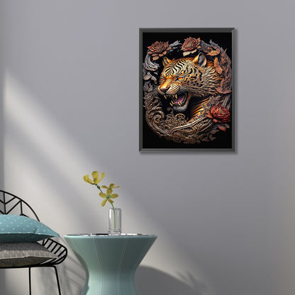 Vintage Carved Tiger - Full Round Drill Diamond Painting 50*60CM