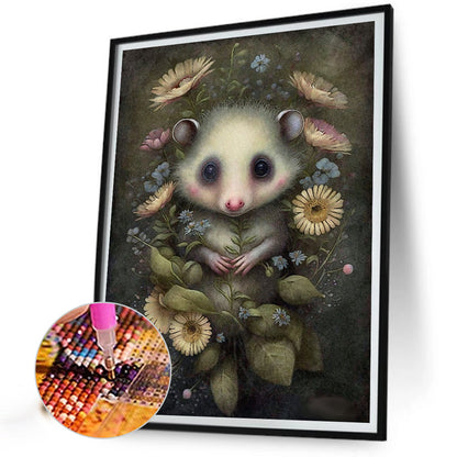 Little Mouse In Flowers - Full Round Drill Diamond Painting 30*40CM