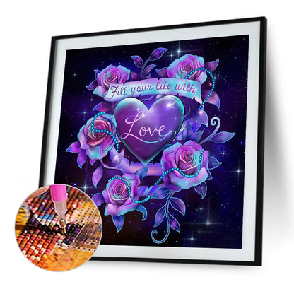 Mysterious Dark Purple Rose - Full Square Drill Diamond Painting 50*50CM