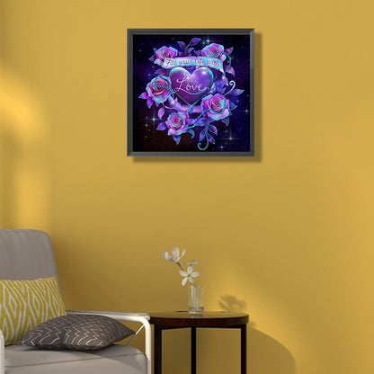 Mysterious Dark Purple Rose - Full Square Drill Diamond Painting 50*50CM