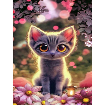 Flower Cat - Full Round Drill Diamond Painting 30*40CM