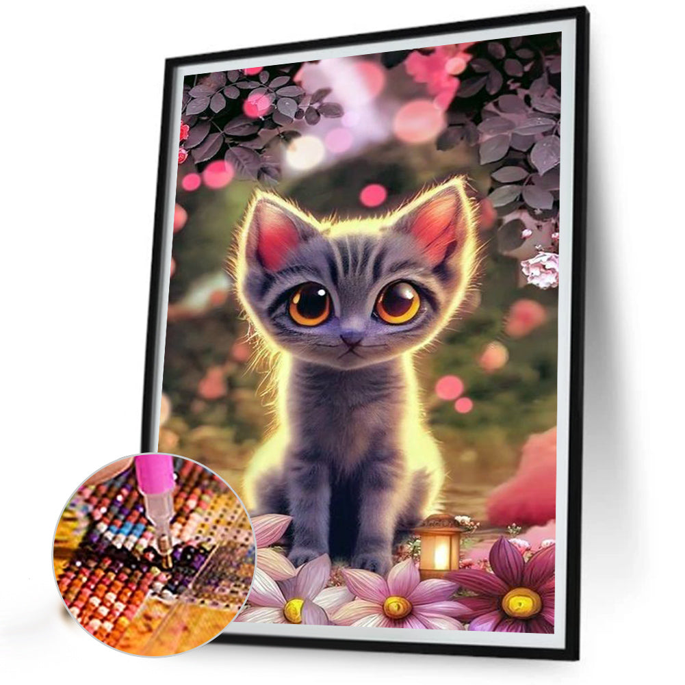 Flower Cat - Full Round Drill Diamond Painting 30*40CM