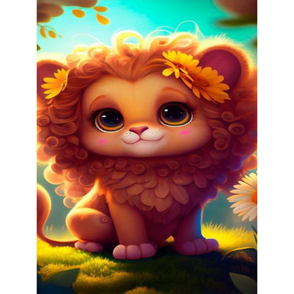 Cute Little Lion - Full Round Drill Diamond Painting 30*40CM