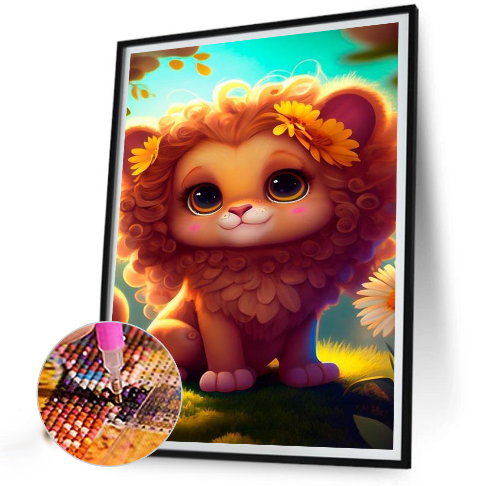 Cute Little Lion - Full Round Drill Diamond Painting 30*40CM