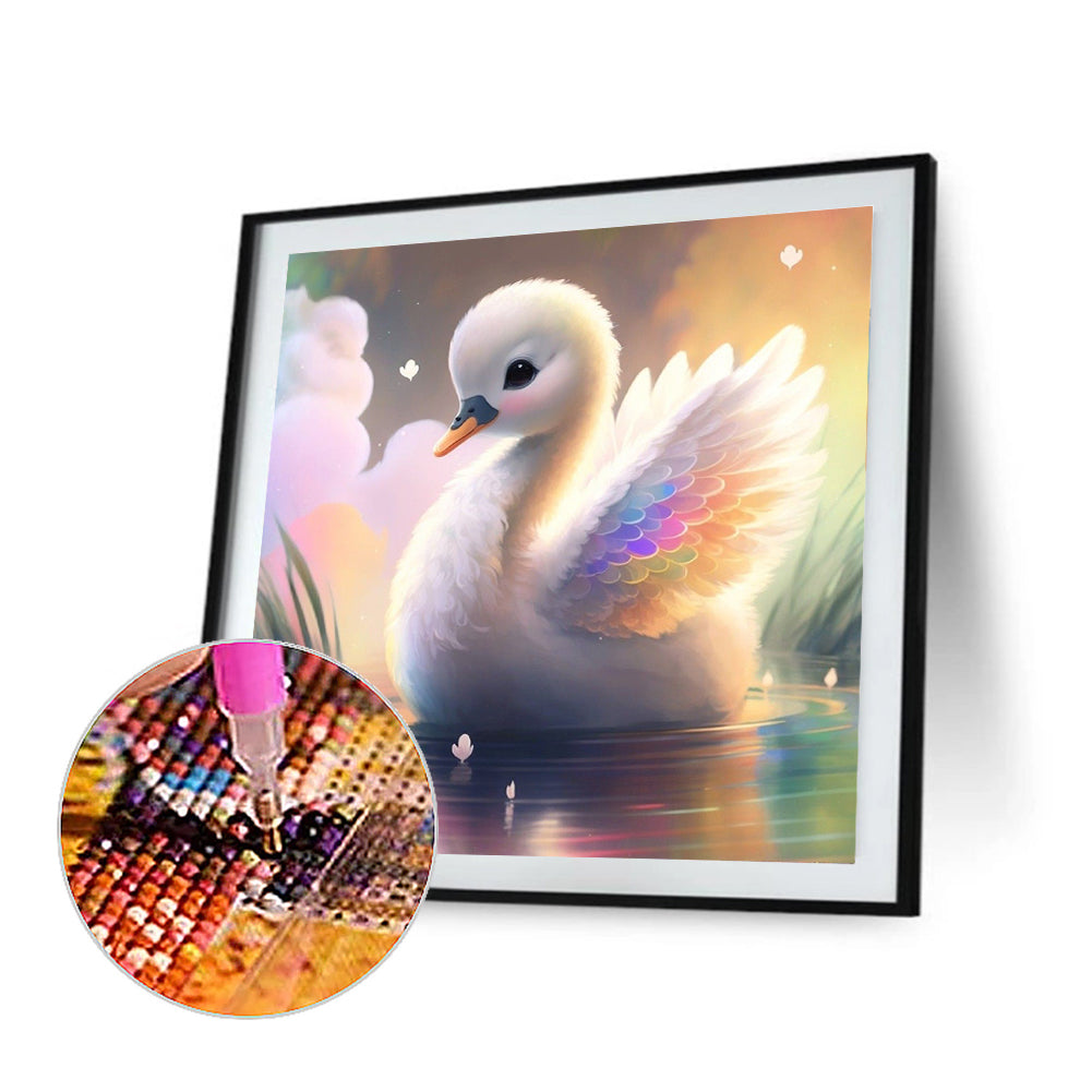 Colorful Feather Swan - Full Round Drill Diamond Painting 30*30CM