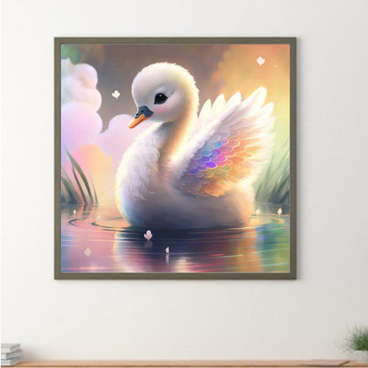 Colorful Feather Swan - Full Round Drill Diamond Painting 30*30CM