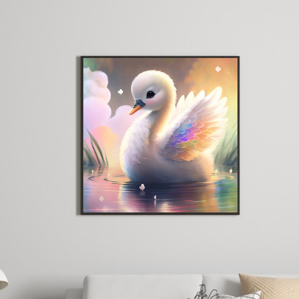 Colorful Feather Swan - Full Round Drill Diamond Painting 30*30CM