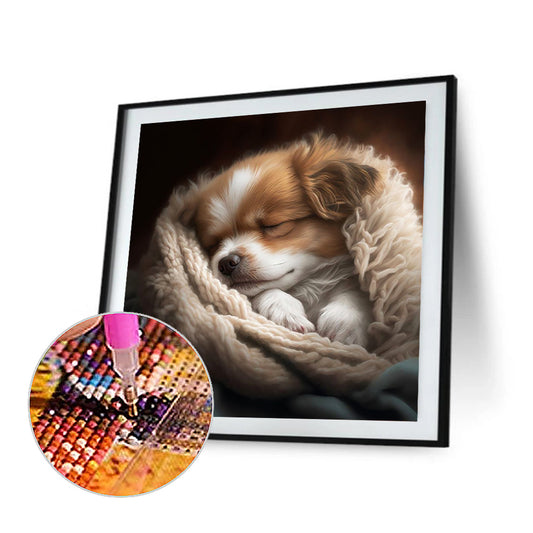 Sleepy Dog - Full Round Drill Diamond Painting 30*30CM