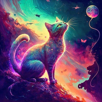 A Kitten Addicted To Thinking - Full Round Drill Diamond Painting 30*30CM