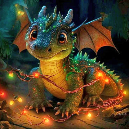 Small Dinosaur - Full Round Drill Diamond Painting 30*30CM