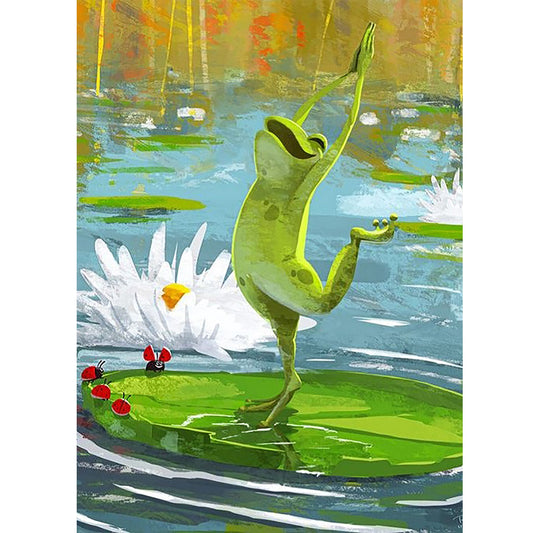 Frog Dancing In The Pool - Full Round Drill Diamond Painting 30*40CM