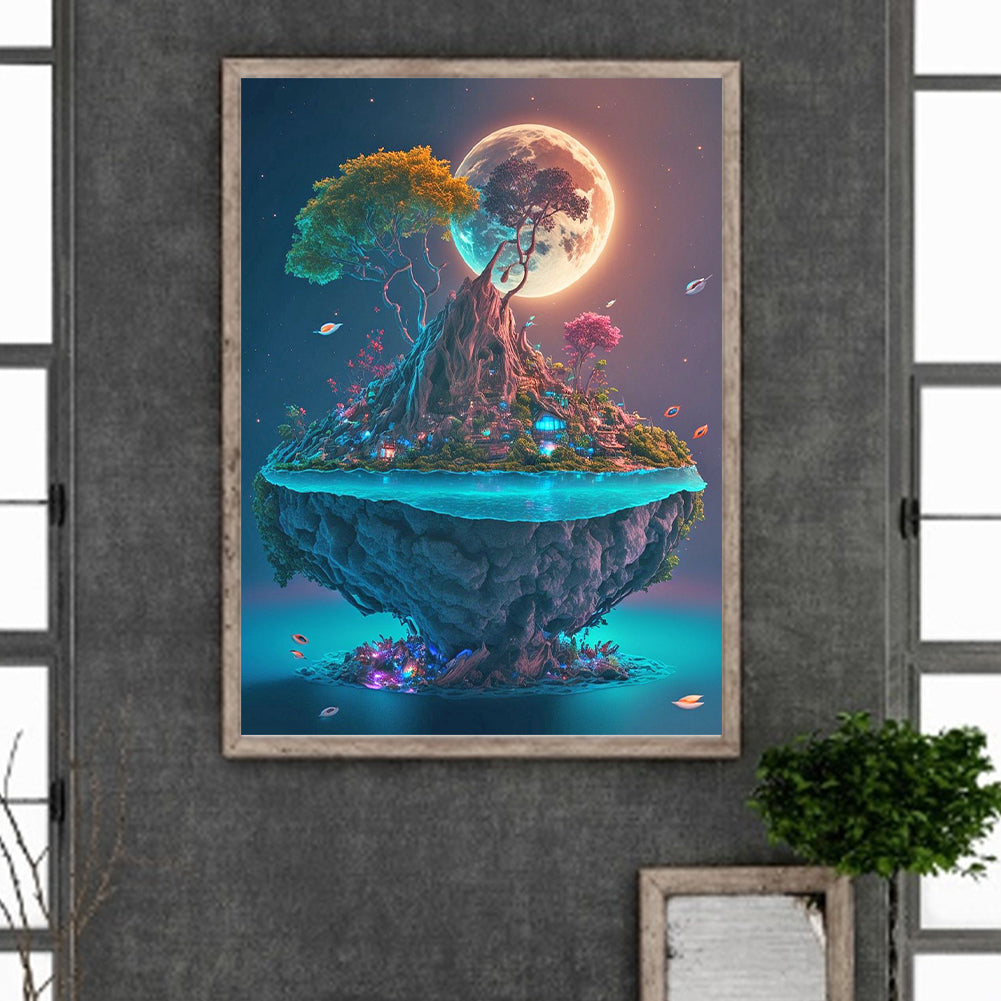 Island Under The Moon - Full Round Drill Diamond Painting 30*40CM