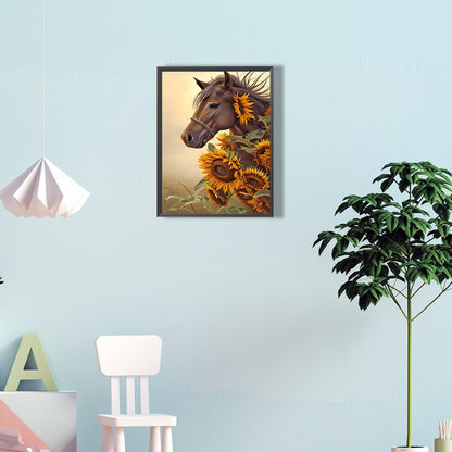 Sunflower Horse - Full Round Drill Diamond Painting 30*40CM