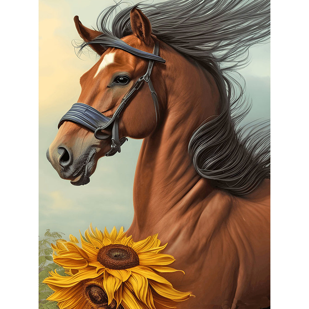 Sunflower Horse - Full Round Drill Diamond Painting 30*40CM