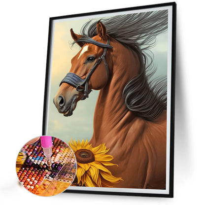 Sunflower Horse - Full Round Drill Diamond Painting 30*40CM