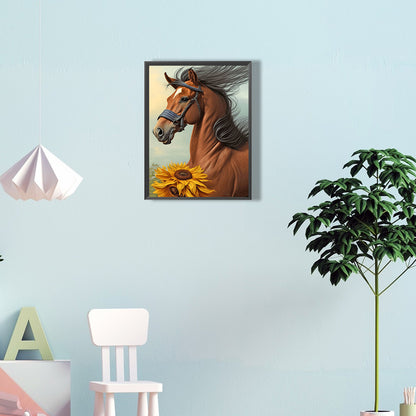 Sunflower Horse - Full Round Drill Diamond Painting 30*40CM