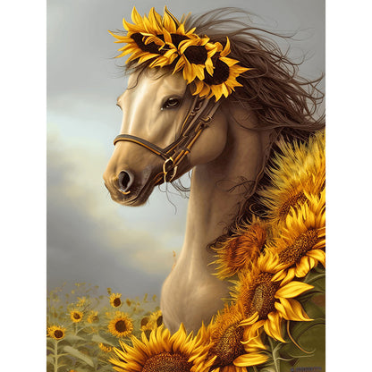 Sunflower Horse - Full Round Drill Diamond Painting 30*40CM