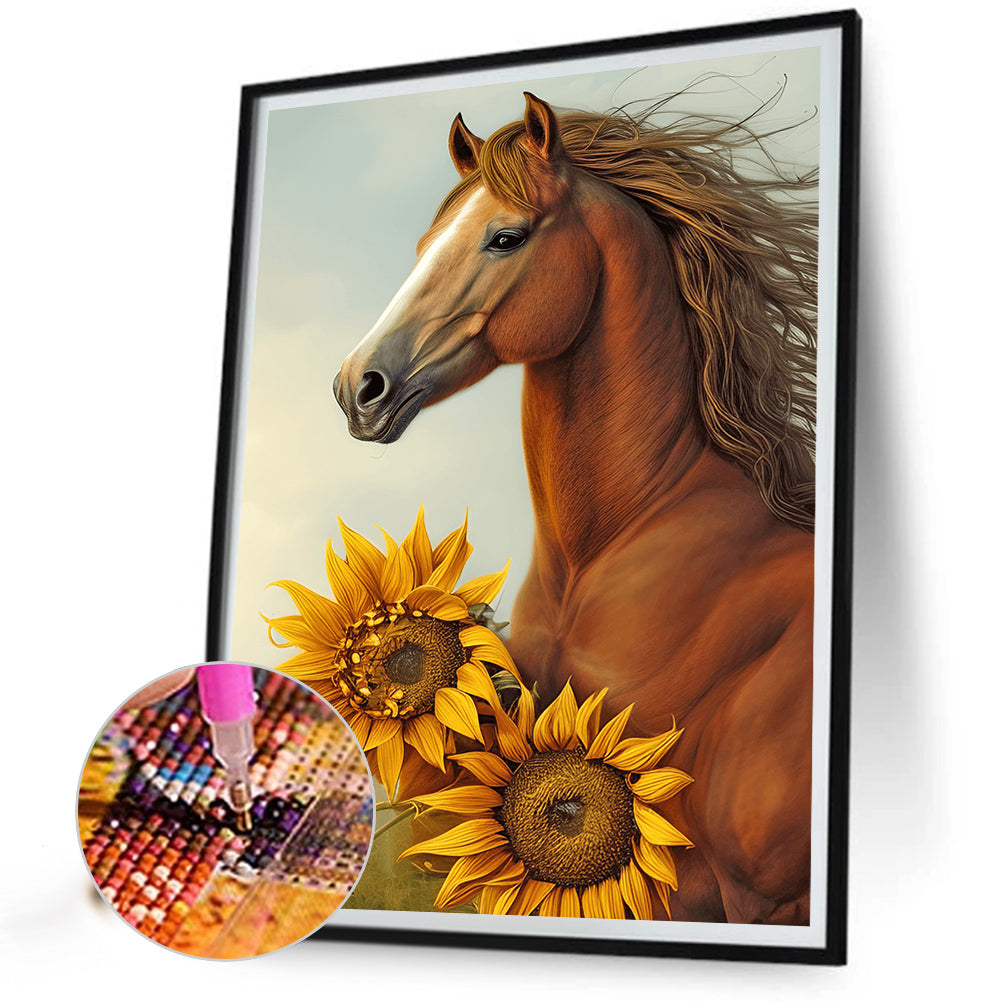 Sunflower Horse - Full Round Drill Diamond Painting 30*40CM