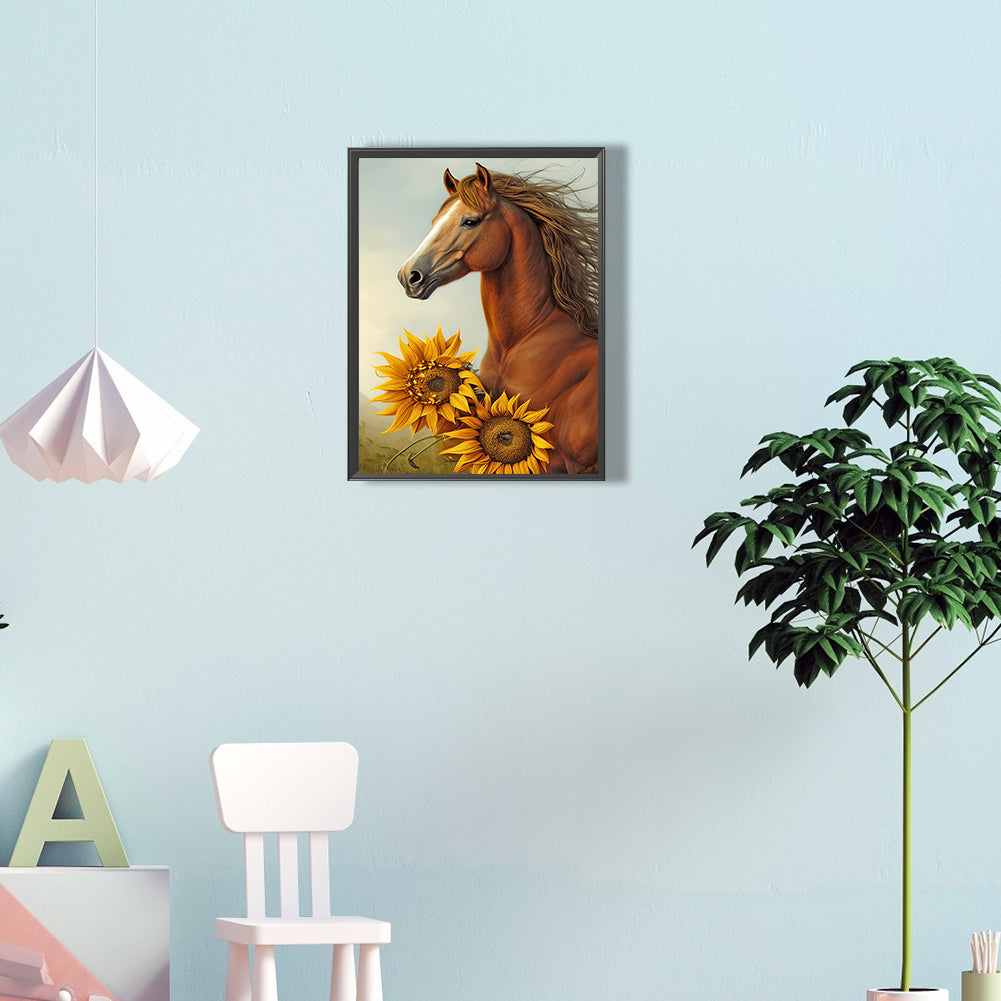 Sunflower Horse - Full Round Drill Diamond Painting 30*40CM