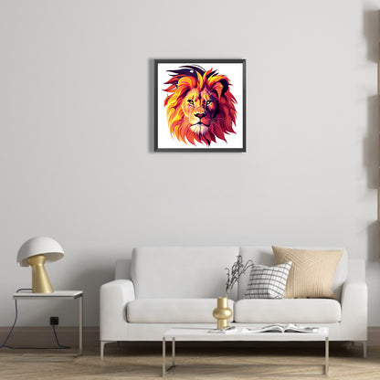 Big Head Animal Lion - Full Round Drill Diamond Painting 30*30CM
