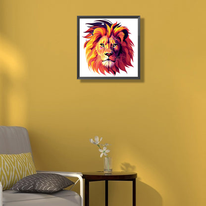 Big Head Animal Lion - Full Round Drill Diamond Painting 30*30CM