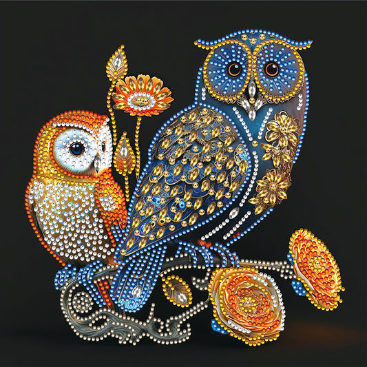 Two Owls - Special Shaped Drill Diamond Painting 30*30CM