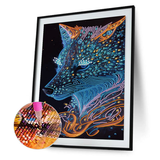 Handsome Light Point Wolf - Special Shaped Drill Diamond Painting 30*40CM