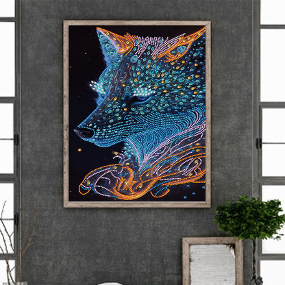 Handsome Light Point Wolf - Special Shaped Drill Diamond Painting 30*40CM