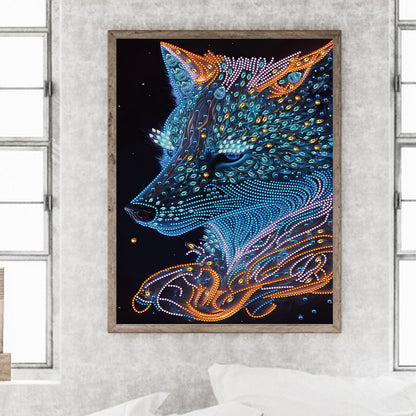Handsome Light Point Wolf - Special Shaped Drill Diamond Painting 30*40CM
