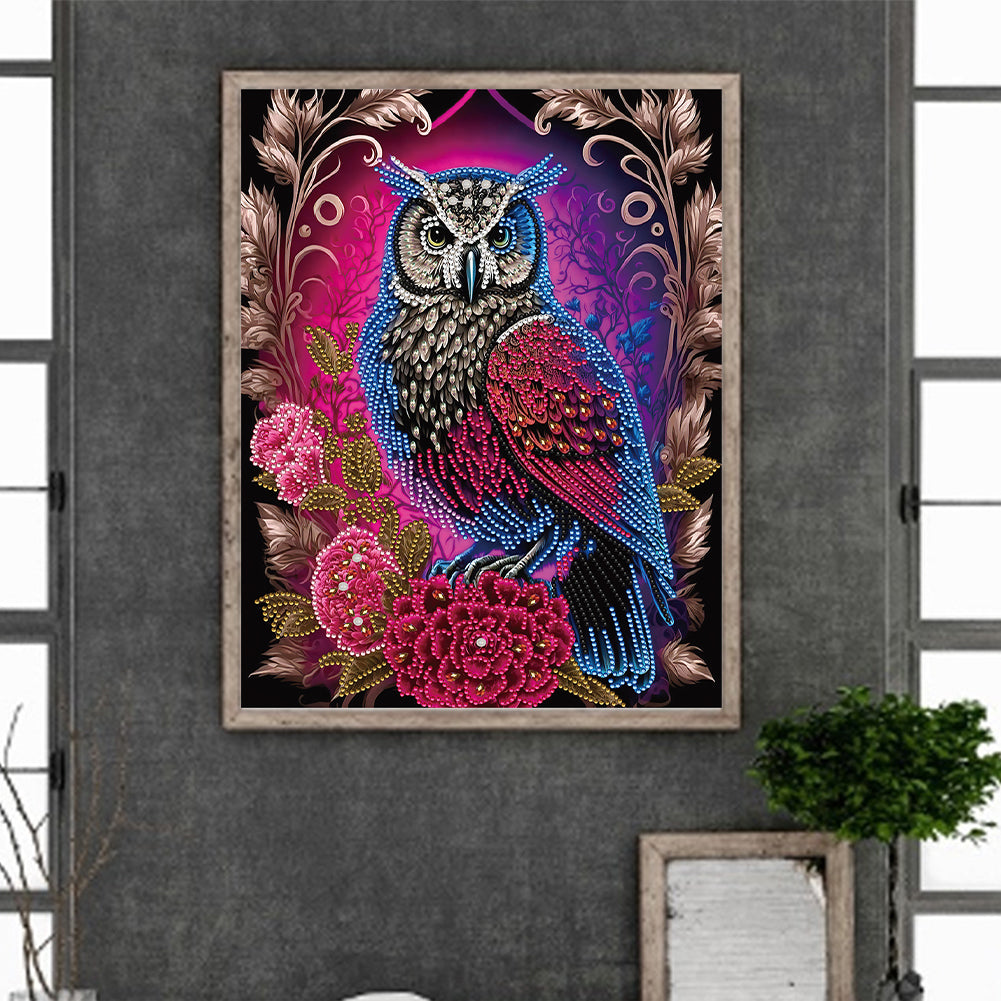 Owl With Aura - Special Shaped Drill Diamond Painting 30*40CM