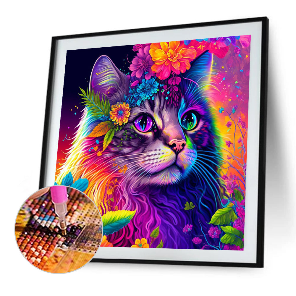 Colorful Cat - Full Round Drill Diamond Painting 30*30CM