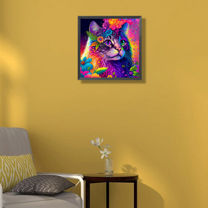 Colorful Cat - Full Round Drill Diamond Painting 30*30CM