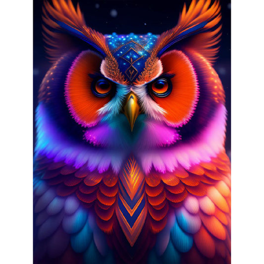Colorful Owl - Full Round Drill Diamond Painting 30*40CM